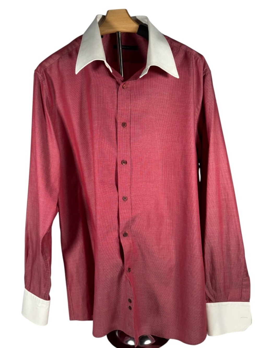 Gucci Red and White Dress Shirt with Long Sleeves - Picture 2 of 4